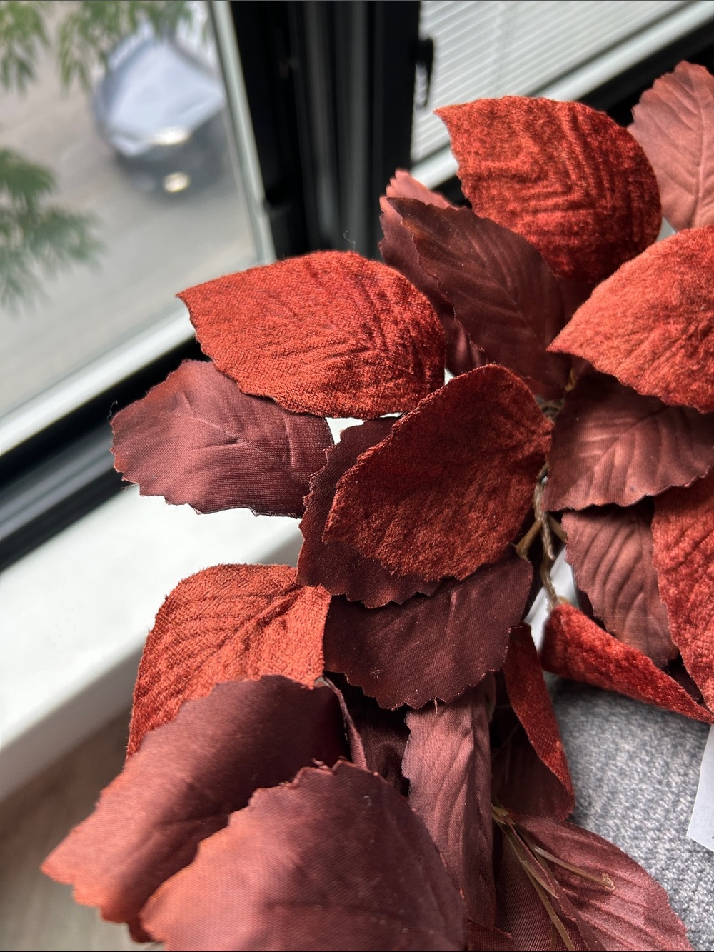 Decorative Fall Leaf Garland in Rich Rust Red - Picture 4 of 4